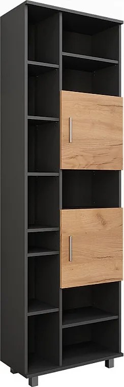 Wysoka szafka antracyt/złoty dąb 60.2x30x190 ilias