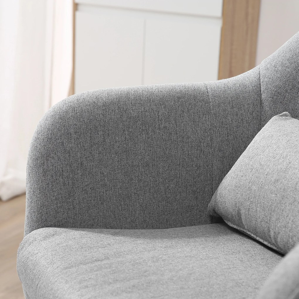 HOMCOM Krzesło obrotowe Fotel z poduszką do siedzenia Możliwość obrotu o 360° Maksymalny udźwig 136 kg Len Szary | Aosom PL