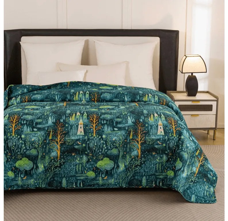Narzuta na łóżko ze wzorem NEON FOREST, kolorowy Rozmiar: 220 x 240 cm