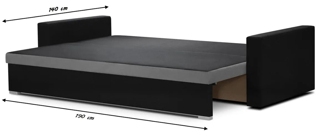 Kanapa sofa 3 os z funkcją spania ASTO1 Srebrny/Czarny