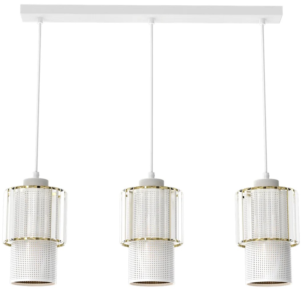 Lampa wisząca BLANCO 3xE27, potrójna, kryształowa, na listwie