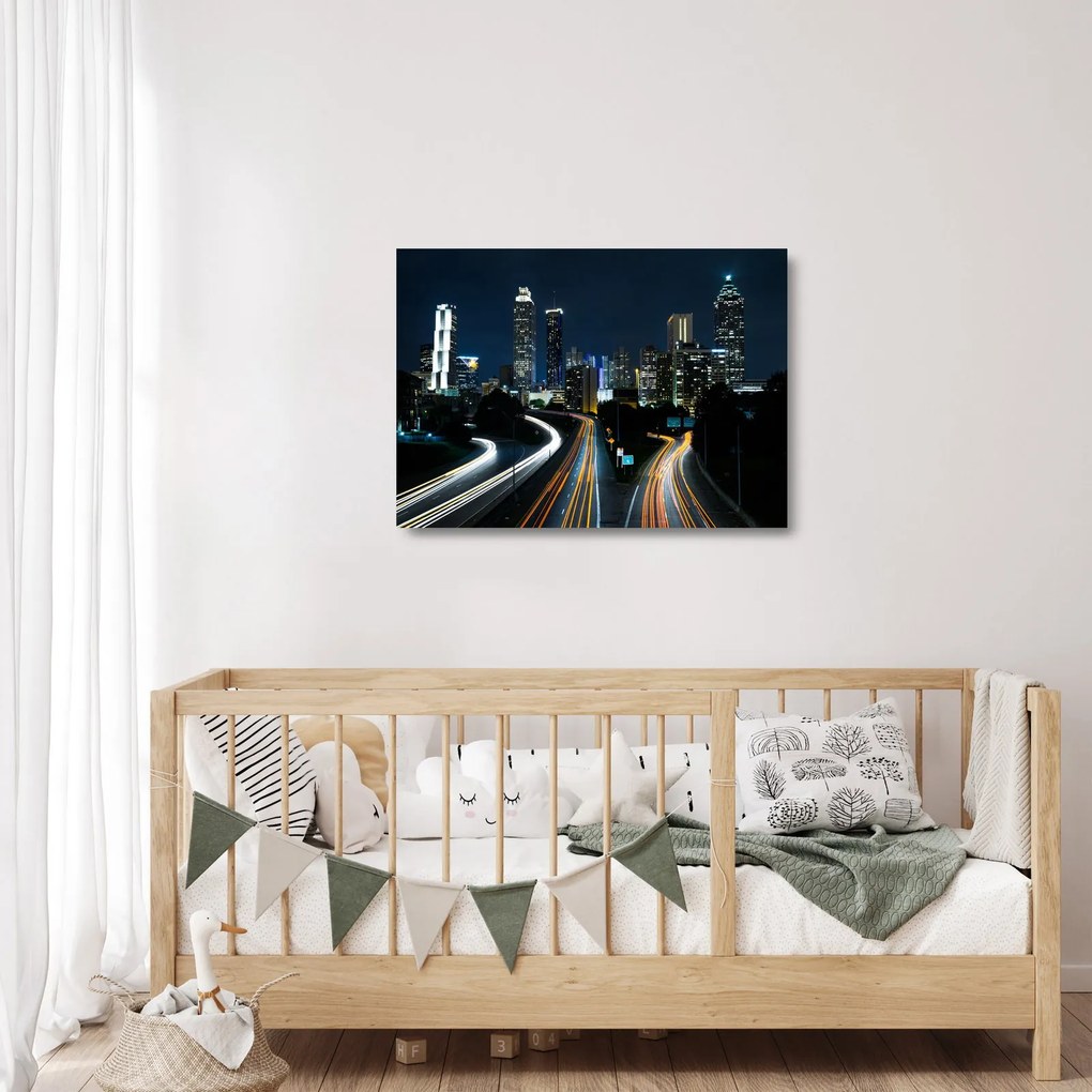 Obraz na szkle - nocna metropolia (70x50 cm)