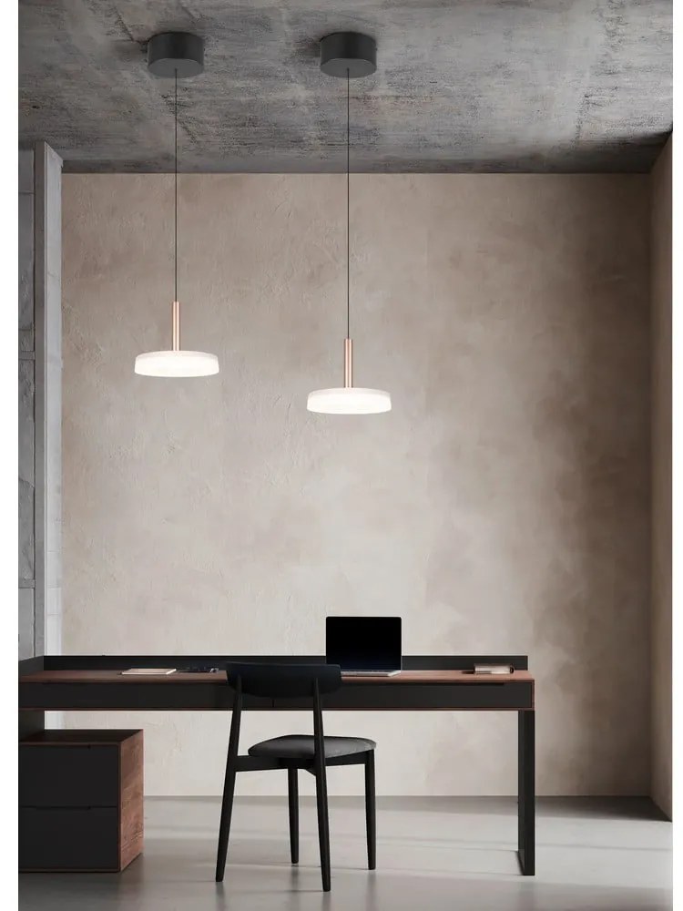 Lampa wisząca LED w czarno-biało-złotym kolorze ze ściemniaczem i szklanym kloszem ø 22 cm Celeste – Trio