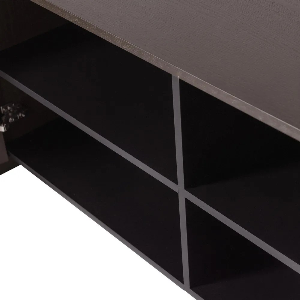 Ciemnobrązowa szafka pod TV w dekorze jesionu 200x53x44 cm Brock – WOOOD