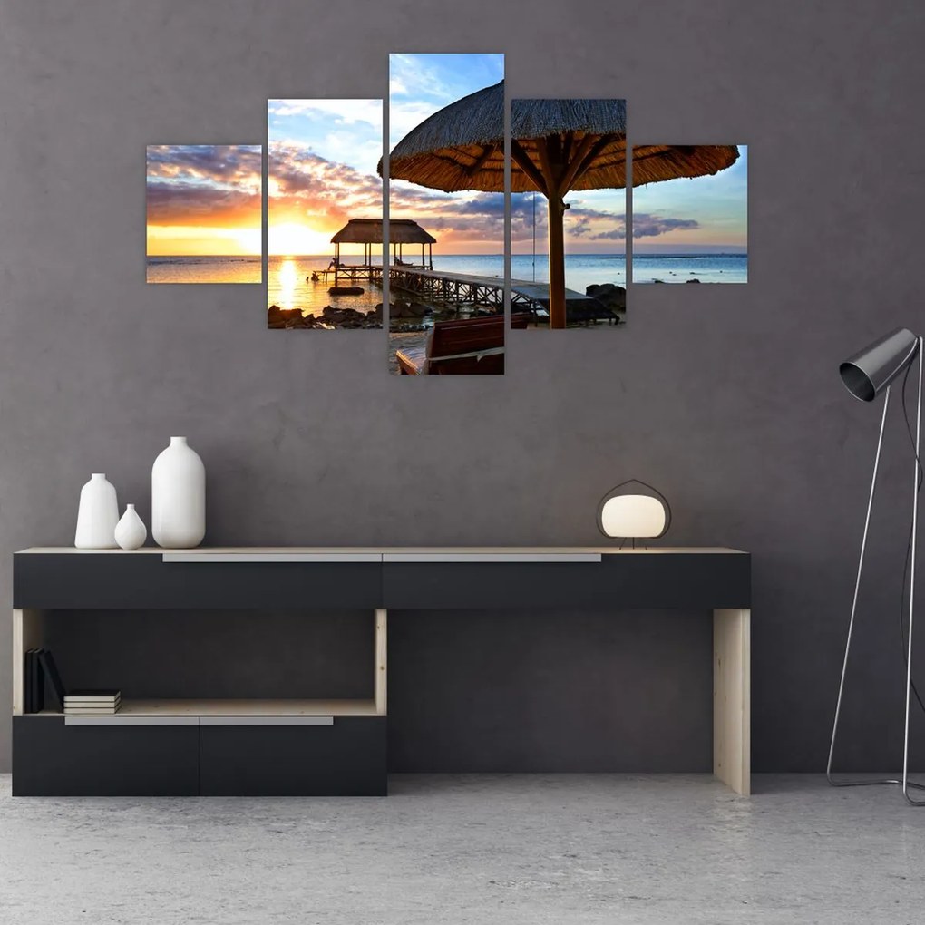 Obraz - Zachód słońca na Mauritiusie (125x70 cm)