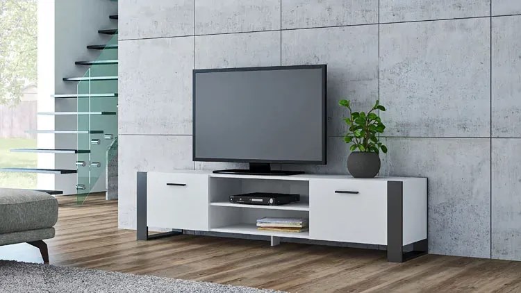 Biała nowoczesna szafka RTV 185 cm P1-T15