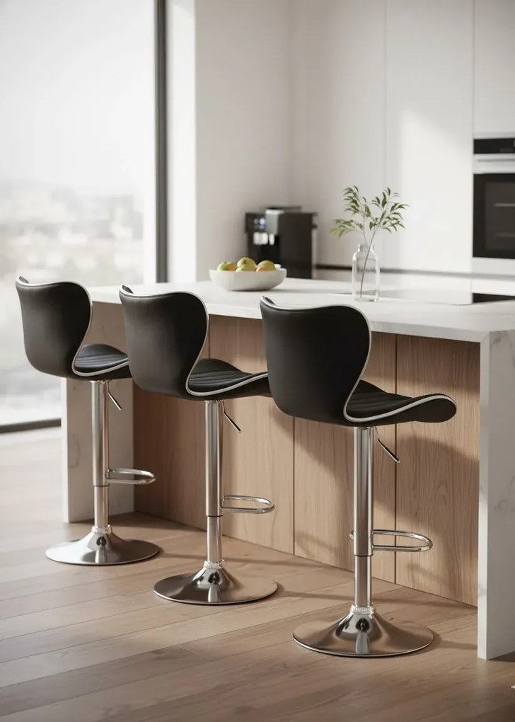 Czarny profilowany tapicerowany hoker kuchenny S1-A73