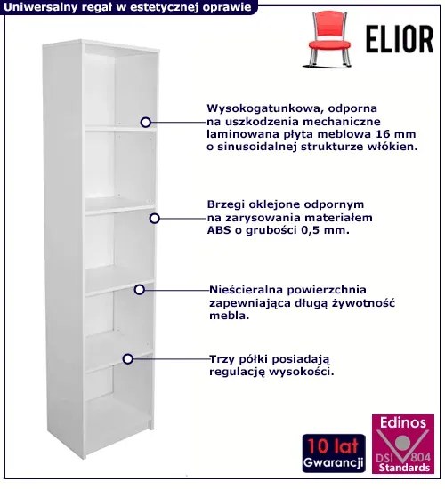 Biały otwarty regał słupek 40 cm - Lobert 3X