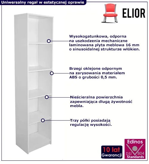 Otwarty Regał Biały Słupek 40 Cm B8-L60