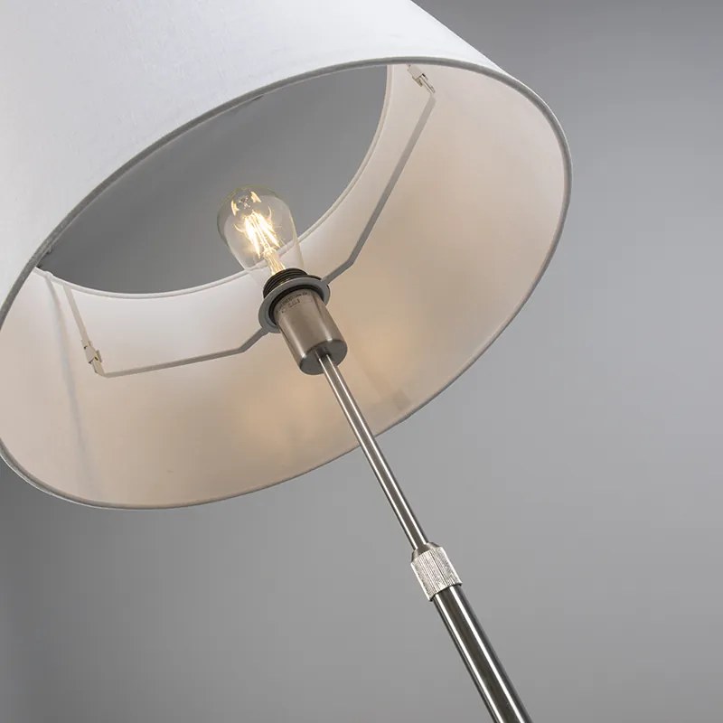 Lampa stojąca stalowa z białym kloszem 45 cm regulowana - Parte Nowoczesny Oswietlenie wewnetrzne