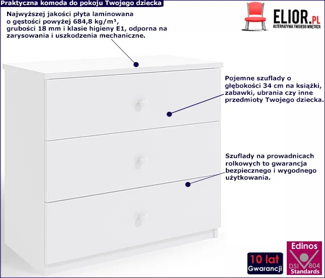 Komoda dla chłopca - biało K8-E74