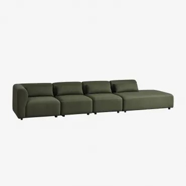 Sofa Modułowy Narożny 4-częściowy Z Prawym Szezlongiem Fogler Tkanina Baranek Boucle Szałwiowa Zieleń - Sklum
