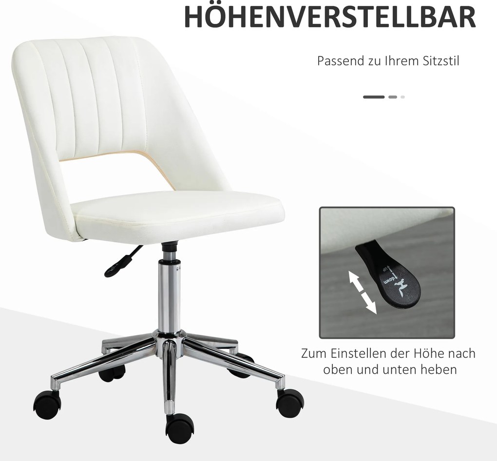 Vinsetto Krzesło Biurowe Obrotowe Kształt Muszli Pielgrzyma Regulowane Aksamitnopodobny Poliester Beżowe | Aosom PL