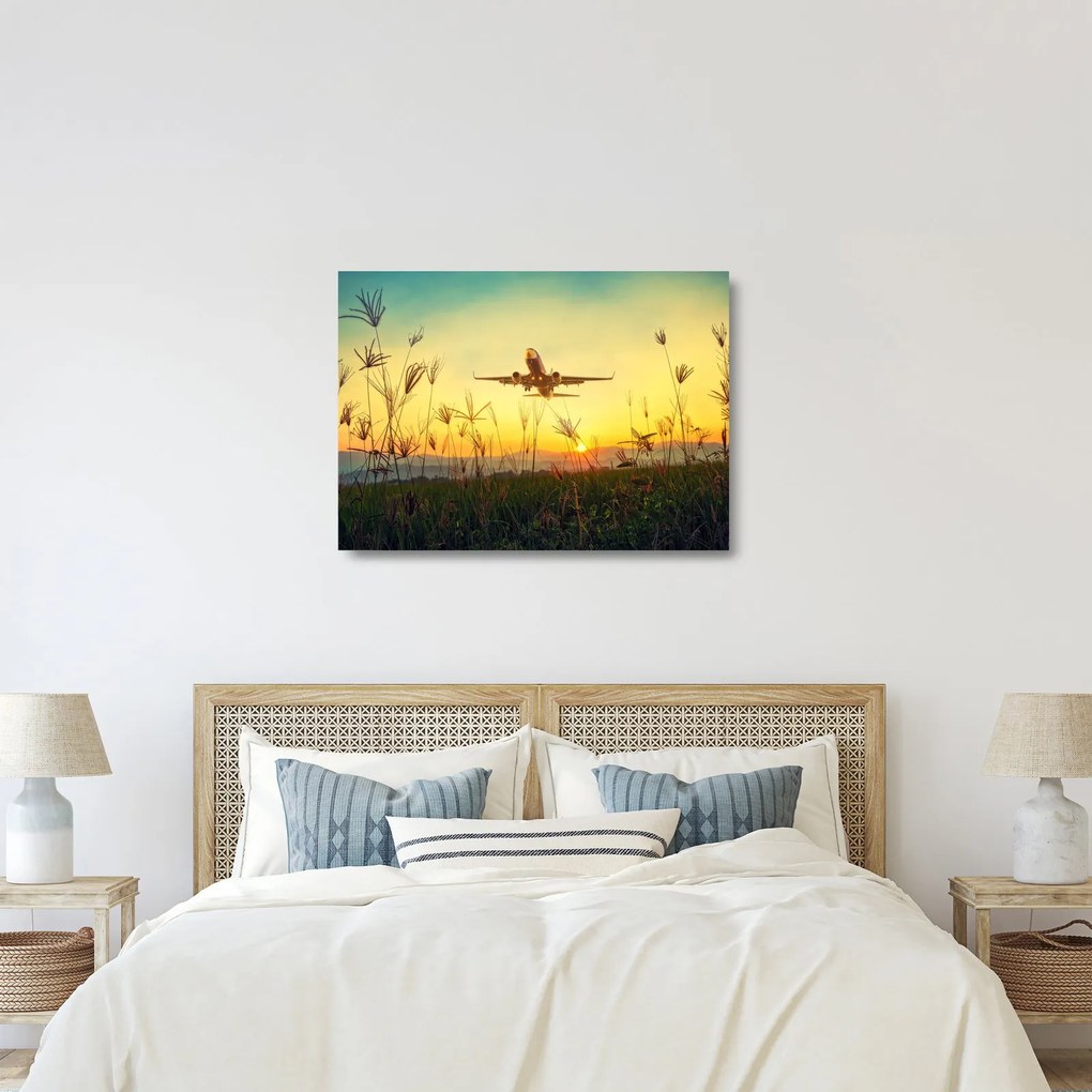 Obraz na szkle - startujący samolot (70x50 cm)