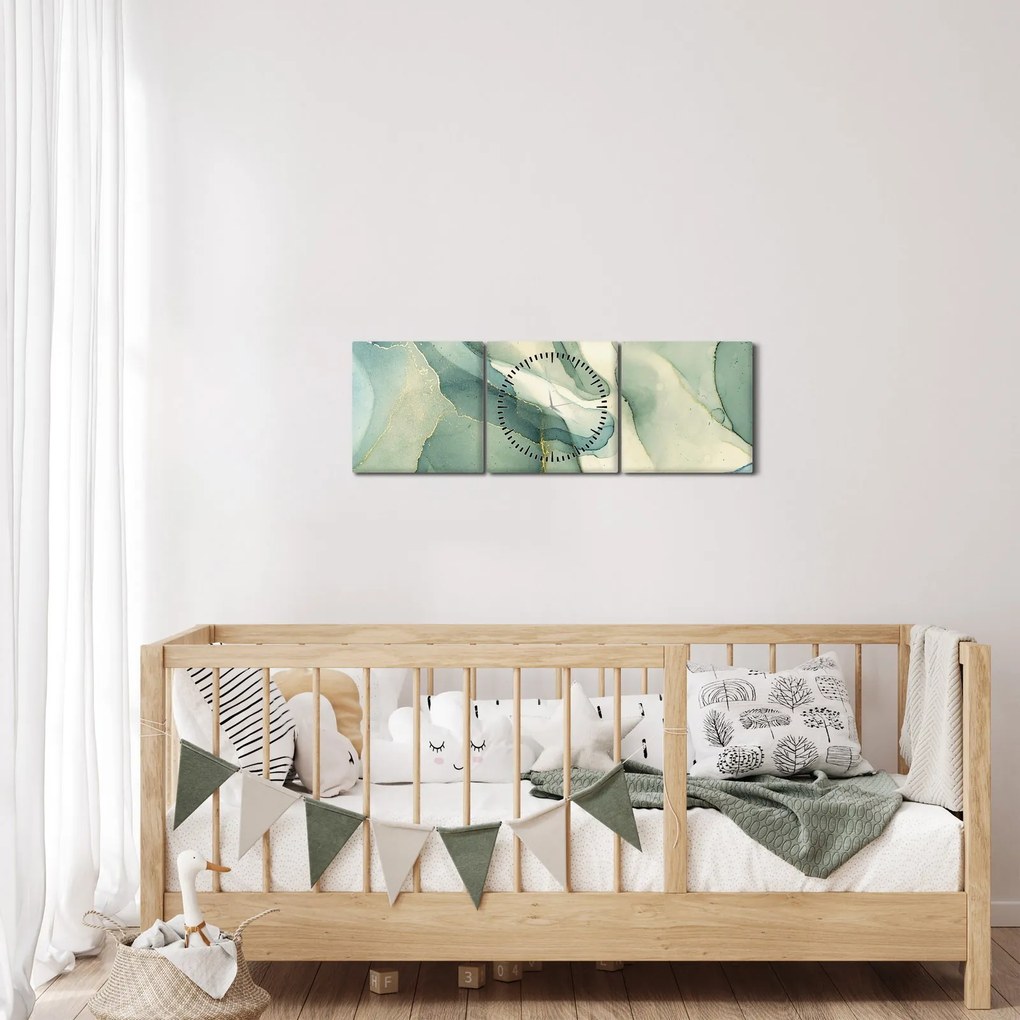 Obraz - Atramentowa abstracja (z zegarem) (90x30 cm)