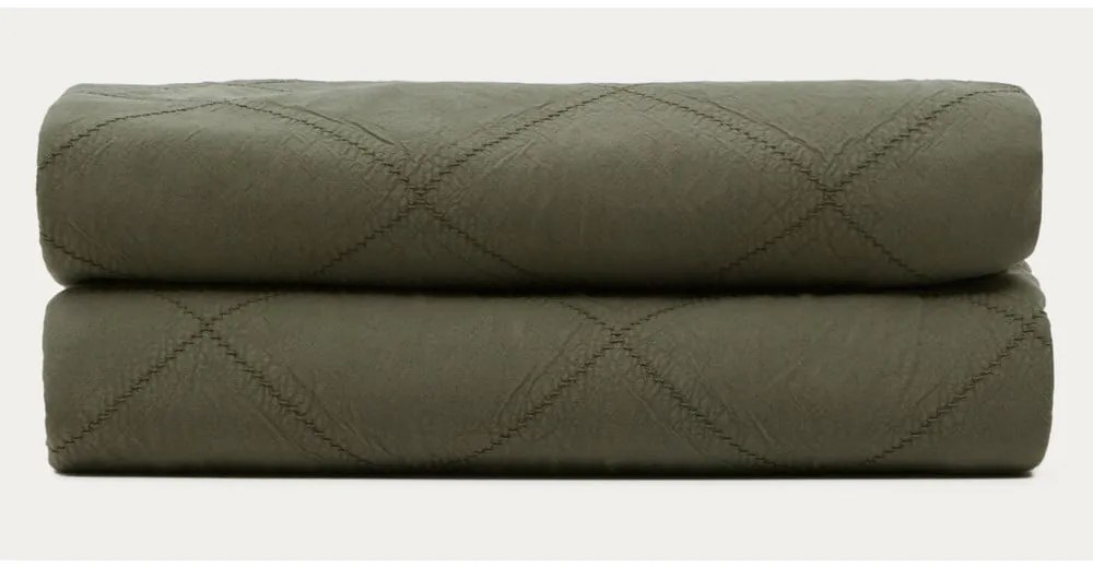 Zielona bawełniana narzuta pikowana 240x260 cm Serla – Kave Home