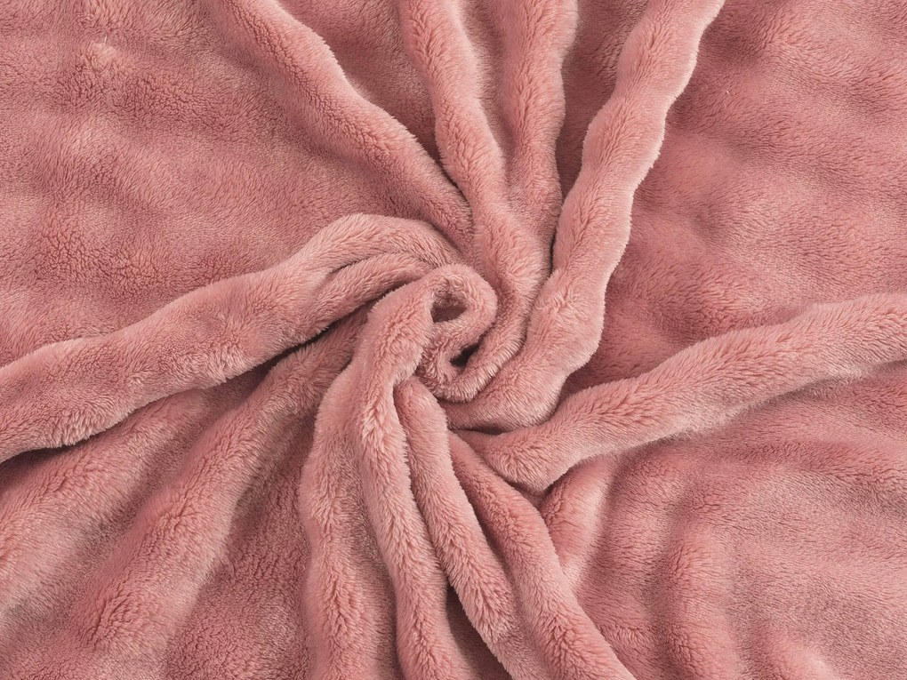 Koc Cozy różowy 140x160 cm kremowy róż