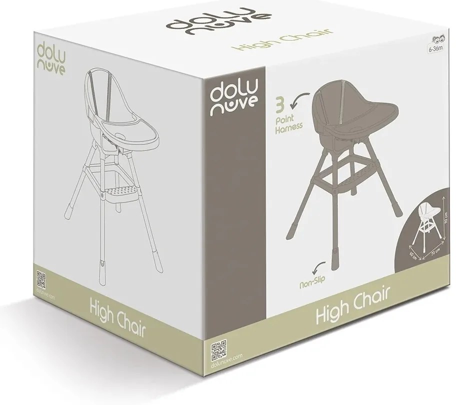 Dolu Krzesełko do karmienia z blatem, szary, 90 x 70 x 60 cm