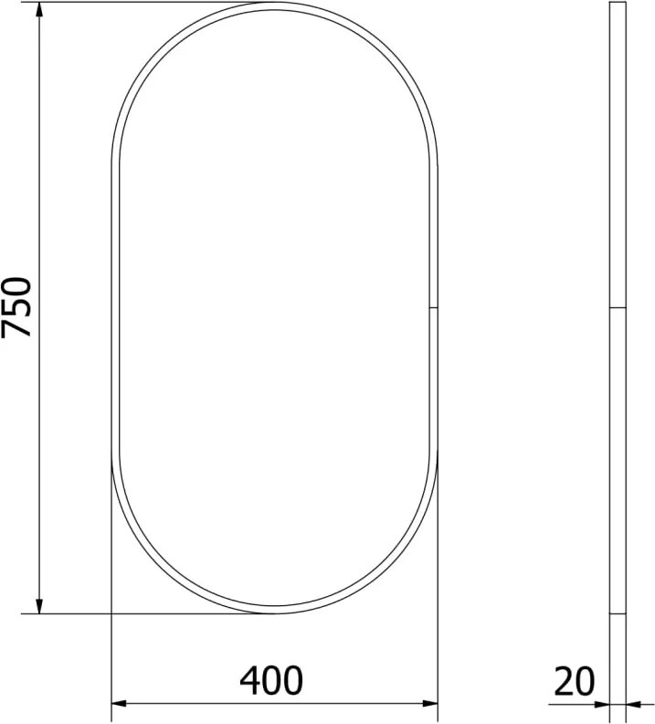 Mexen Loft lustro łazienkowe owalne 75 x 40 cm, rama czarna - 9851-075-040-000-70