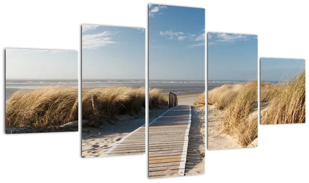Obraz - Piaszczysta plaża na wyspie Langeoog, Niemcy (125x70 cm)