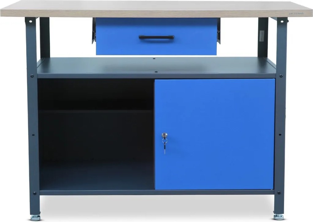 Stół warsztatowy z szafką i szufladą Eric antracytowo-niebieski