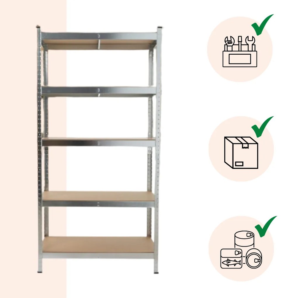 Regał o dużej nośności HEAVY, maks. 875kg, 90x40x180cm, srebrna Jurhan