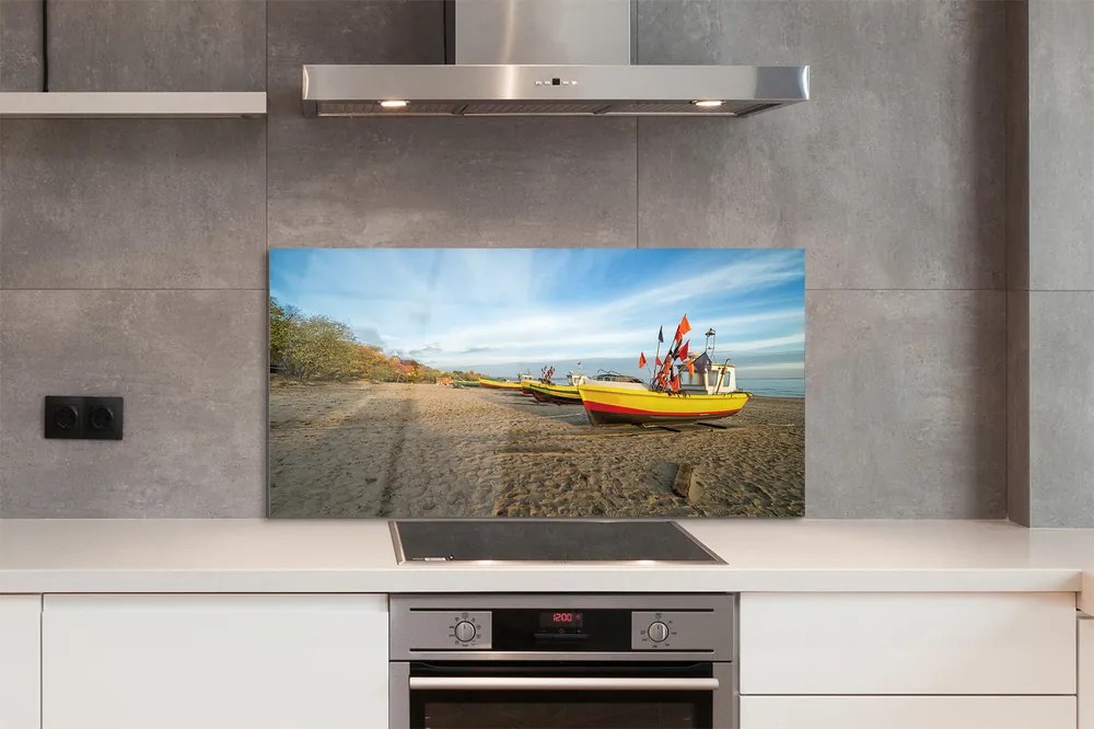 Panel szklany do Kuchni Łodzie na Plaży w Gdańsku