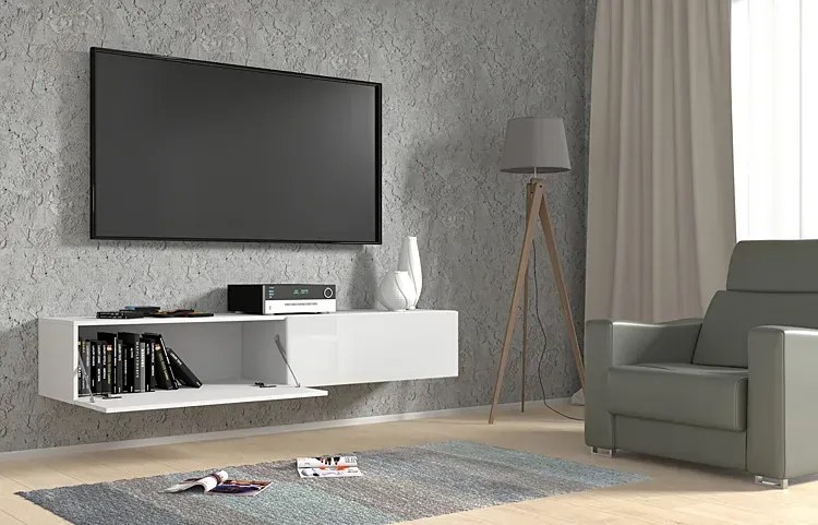 Wisząca długa szafka biały rtv połysk 180 cm S2-H15