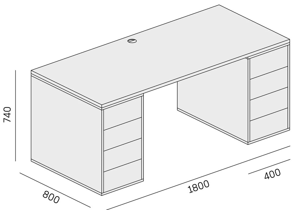 PLAN Biurko z przestrzenią do przechowywania BLOCK B03, biały/grafit