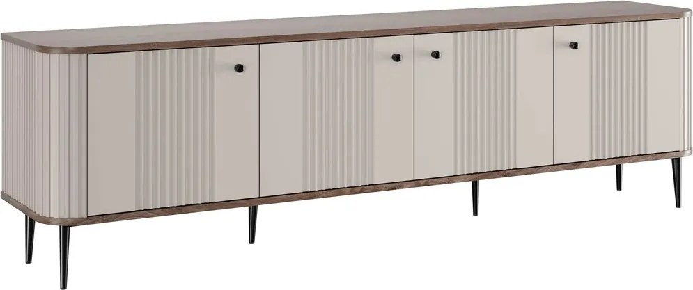 Szafka RTV Vesper 4D 187 cm - kaszmir / orzech / czarne nogi
