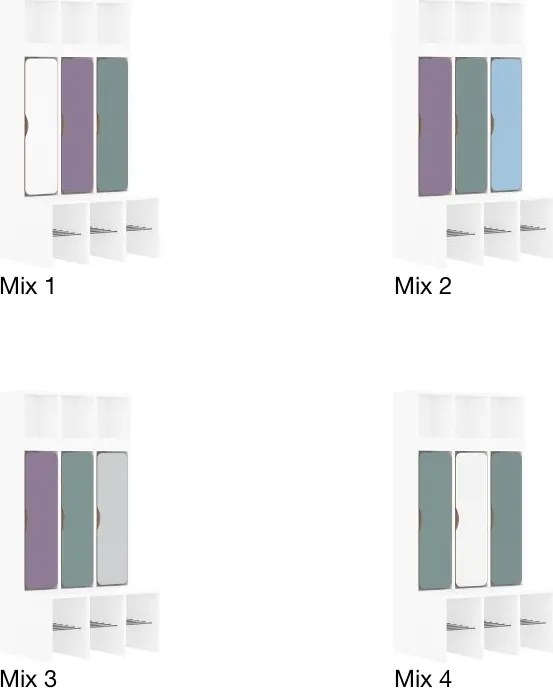 Szatnia dziecięca przedszkolna 3-osobowa z drzwiczkami dolnymi Blox Colours Mix, index SZT-3R-B-B-A