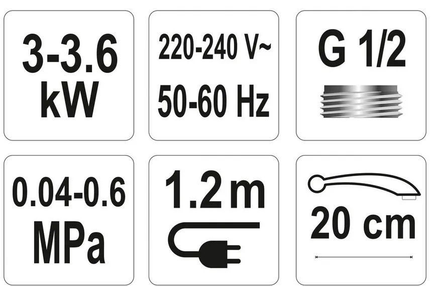 Fala Bateria zlewozmywakowa z elektrycznym podgrzewaczem wody, 20 cm