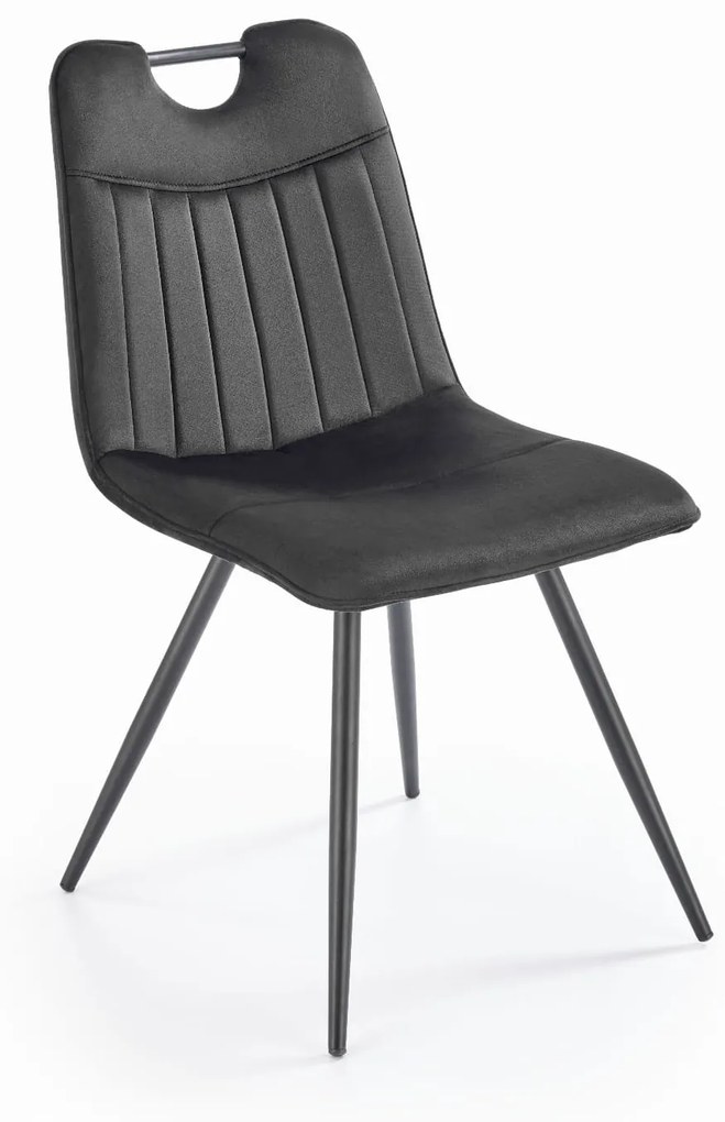 Krzesło czarne z rączką, velvet, tapicerowane, z uchwytem K521