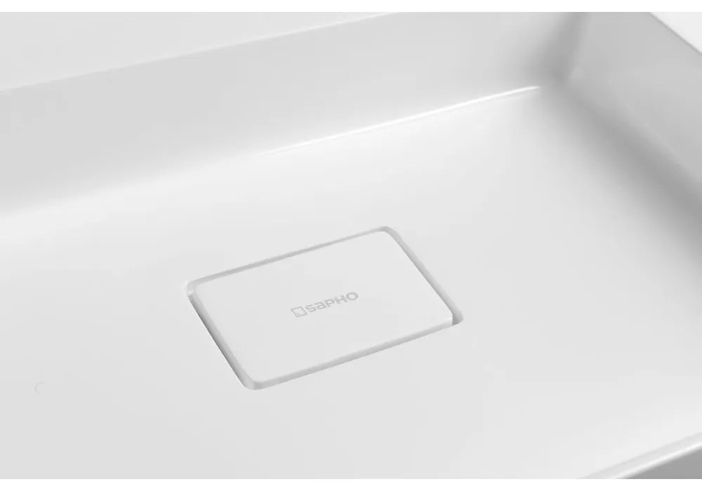 Biała umywalka podwójna z kompozytu mineralnego 96x44 cm Godiva – Sapho