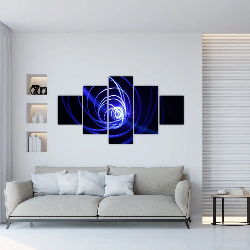 Obraz niebieskich spiral (125x70 cm)