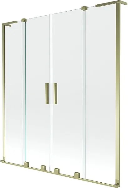 Mexen Velar L Duo parawan nawannowy 2-skrzydłowy rozsuwany 160 x 150 cm, transparent, złoty - 896-160-003-02-50