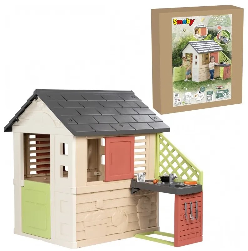 Smoby domek nature z kuchnią + 17 akcesoriów