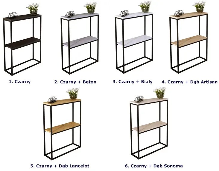Czarna konsola loft z metalowym stelażem E2-E84
