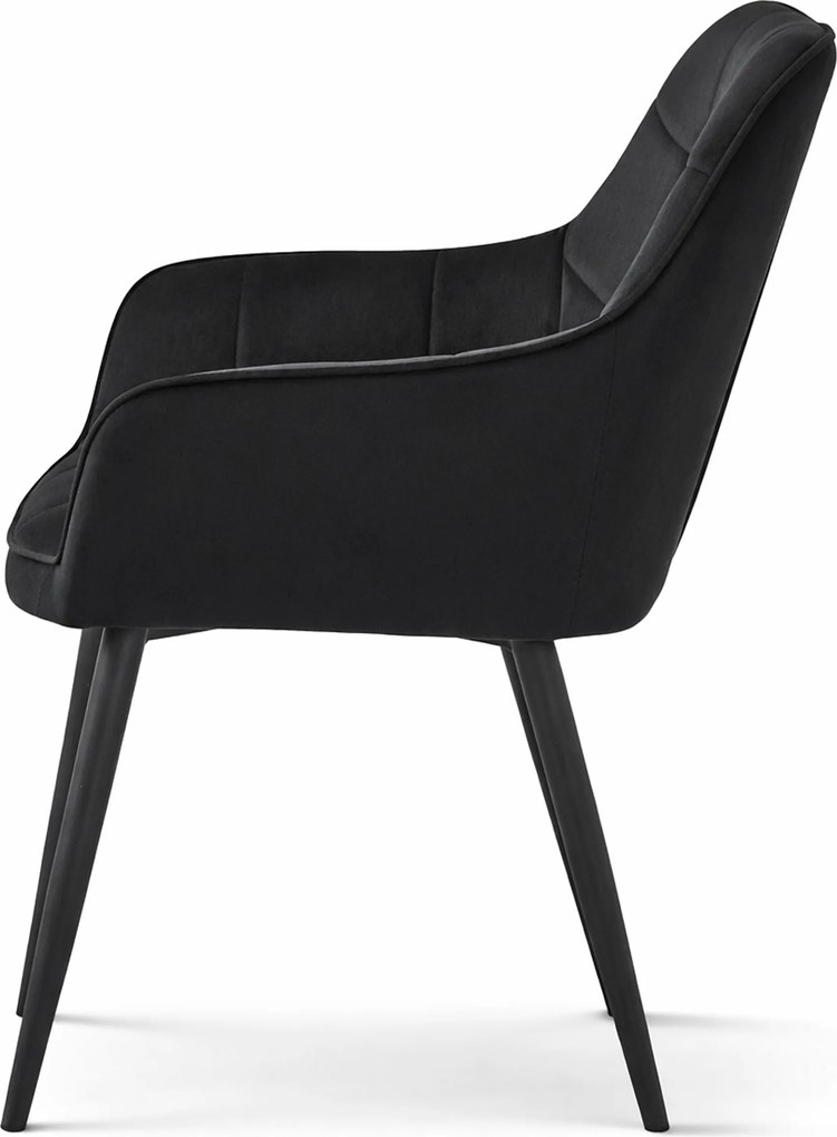 Krzesło jadalniane VARSI VELVET z czarnymi nogami, czarne