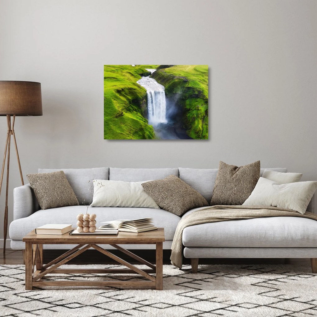 Obraz na szkle - Wodospad Skogafoss (70x50 cm)