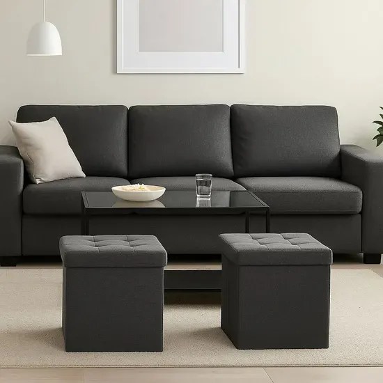 Jasnoszara Kwadratowa Pufa Ze Schowkiem L4-H46