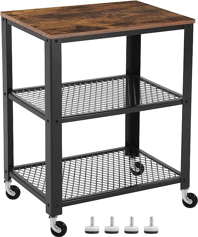 Stolik kawowy Valora na kółkach, czarny, vintage, zestaw 1 szt.