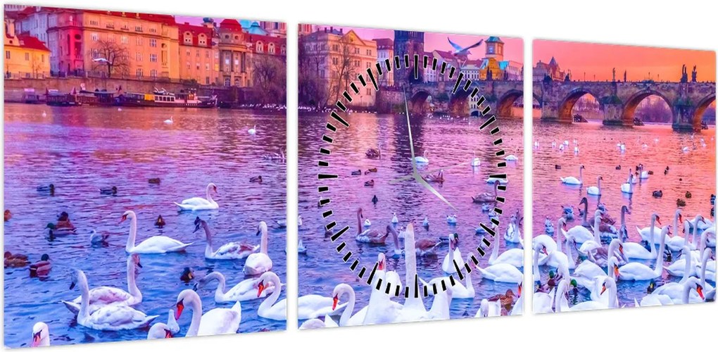 Obraz - Praga (z zegarem) (90x30 cm)