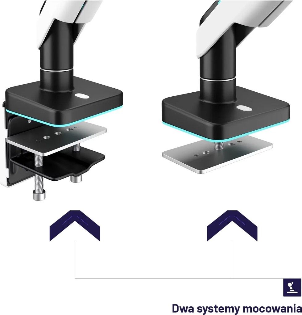 Uchwyt regulowany na monitor 49 cali LED RGB Diablo X-Arm, biało-czarny