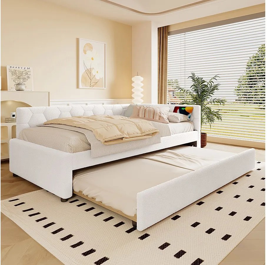 Sofa dziecięca rozkładana - 90 x 200 cm + 90 x 190 cm - z lampką nocną + USB - aksamit - róż