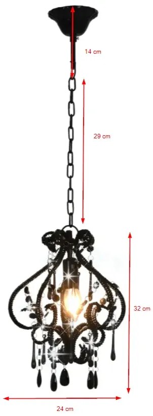 Czarna lampa sufitowa z koralikami - 21X EX168 G9-R87