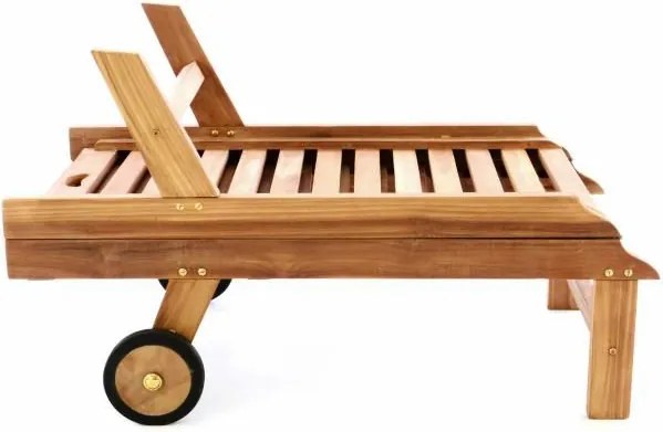 Regulowany leżak z drewna tekowego z kółkami, składany 200m