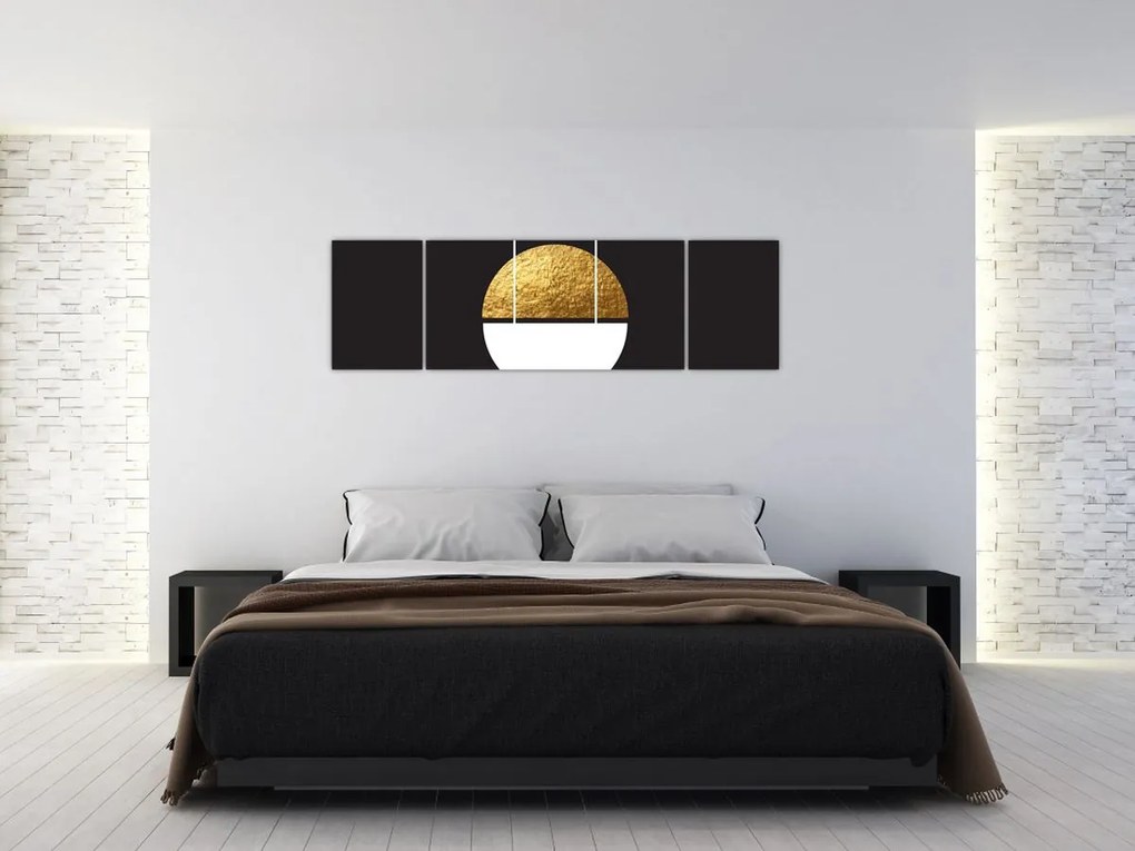 Obraz - Abstrakcja złoto i czerń N⁰1 (170x50 cm)