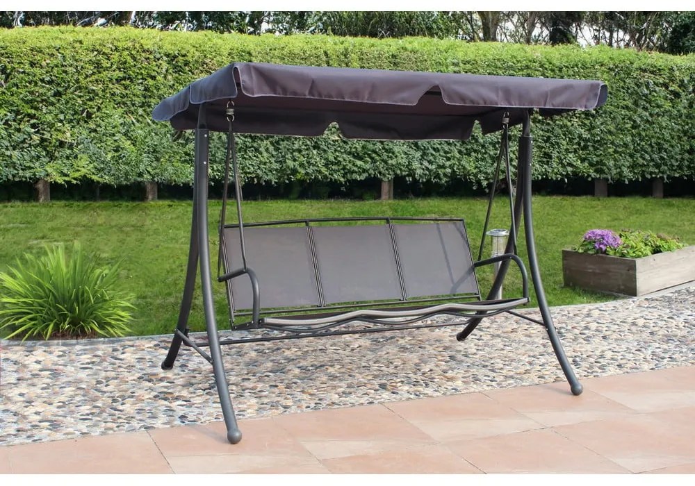 Szara metalowa huśtawka ogrodowa Anna – Garden Pleasure