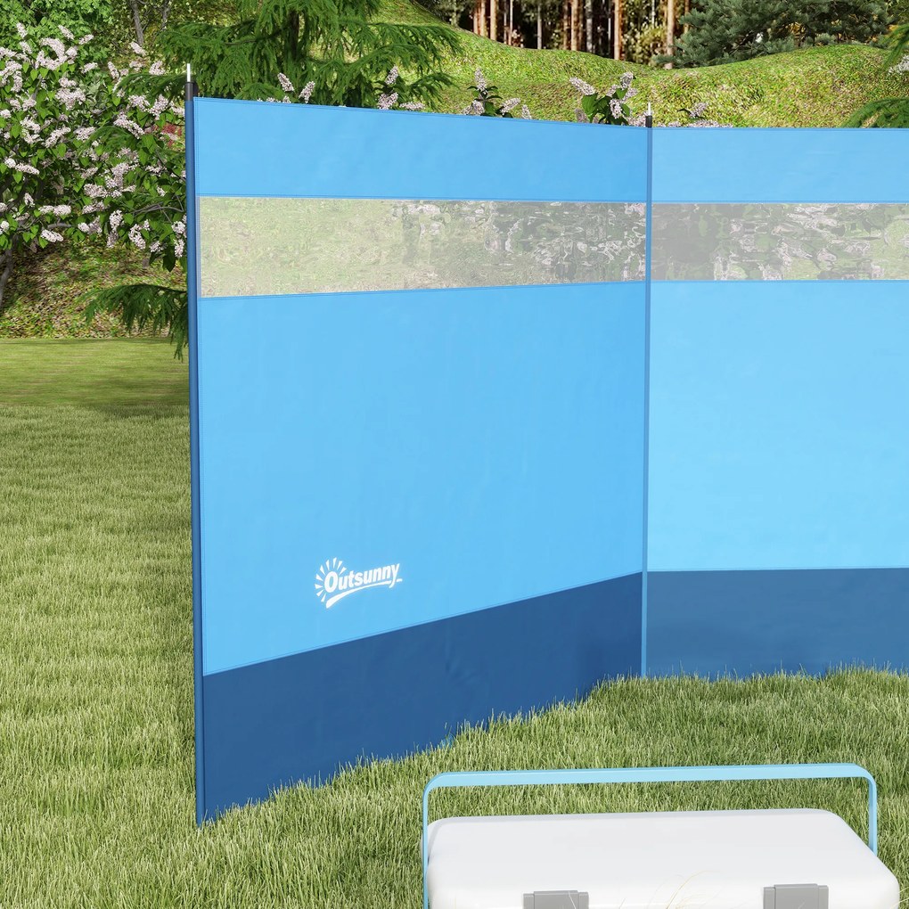 Outsunny Parawan z Oknem Przepuszczającym Światło i Torbą Transportową, Stalowe Słupki, 440x140cm, Niebieski